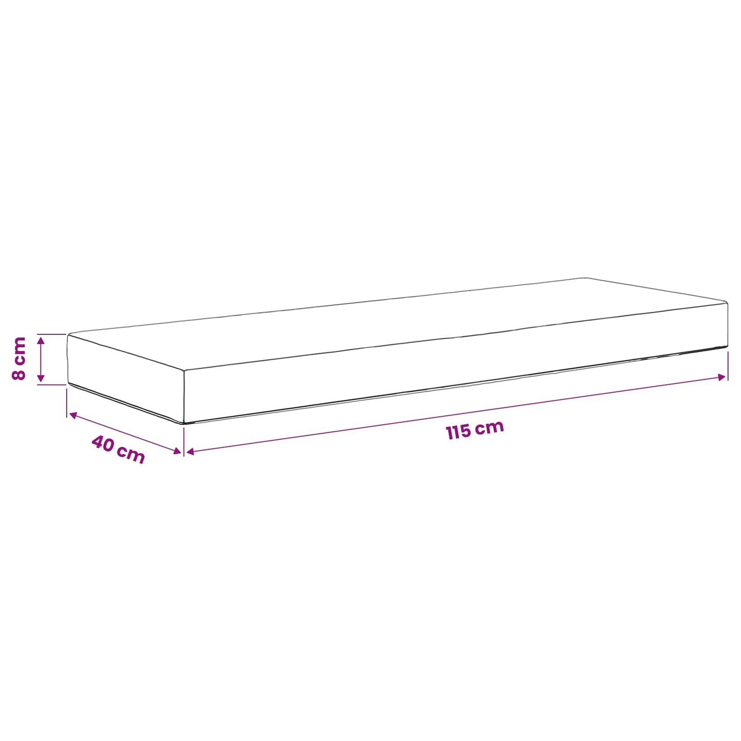 Cuscino da Sedia Esterno Antracite 115 x 40 x 8 cm