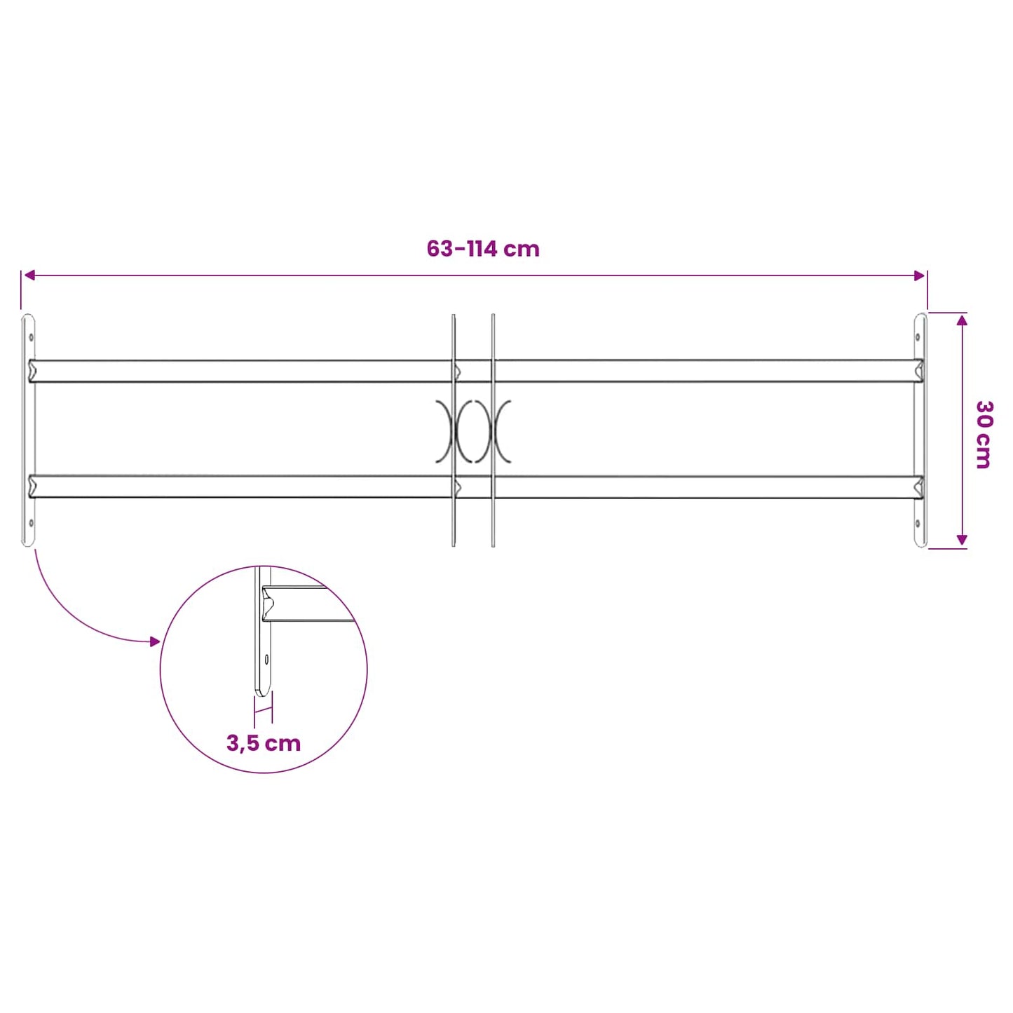 Griglia Finestra 115 x 30 cm Acciaio verniciato a polvere Nero | homemem39
