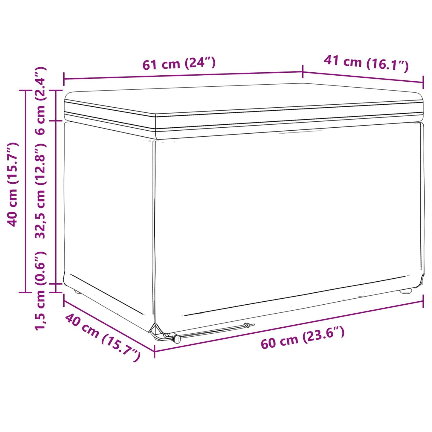 Pouf Blu 61 x 41 x 40 cm Tessuto e Legno Ingegnerizzato