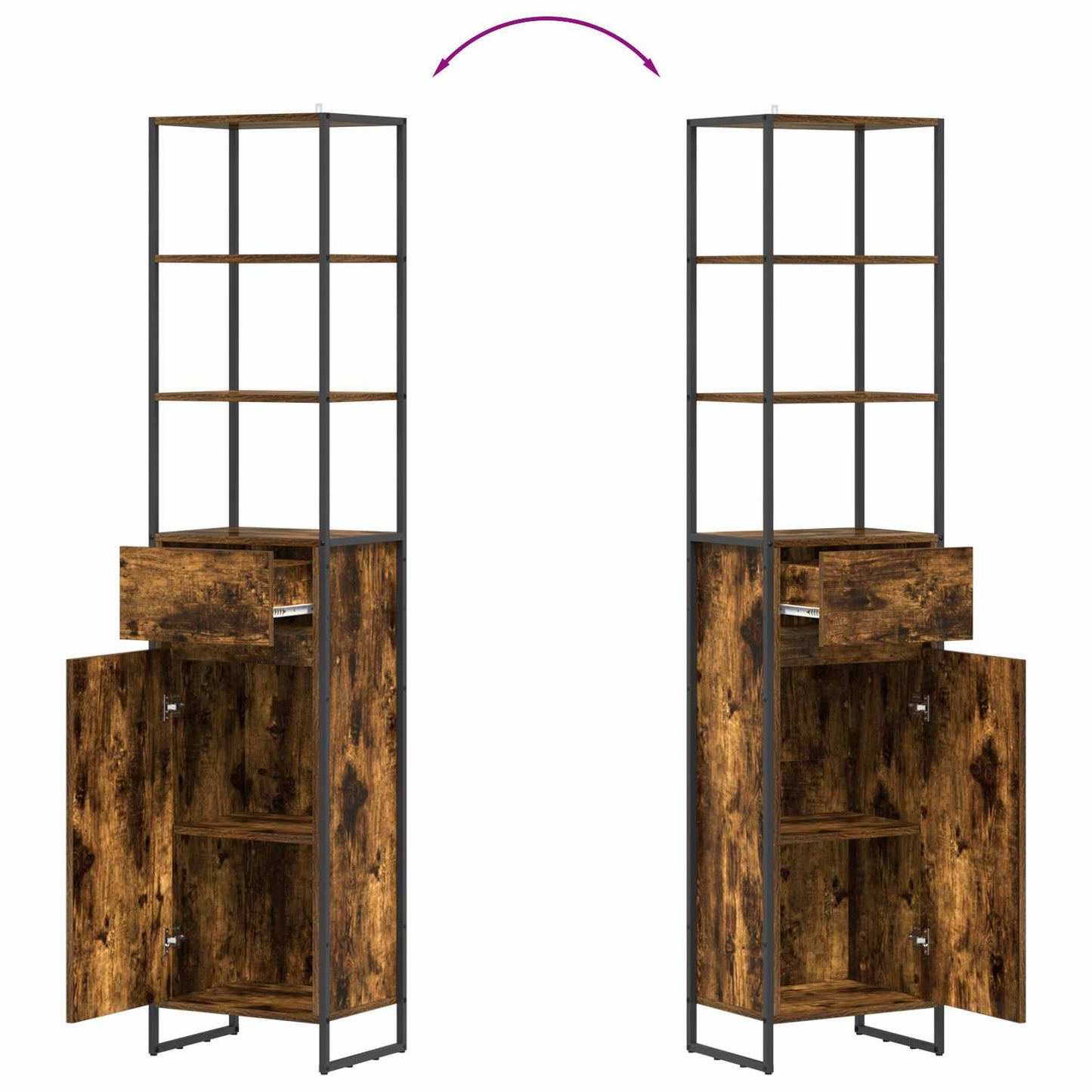 Mobile da Bagno con cassetto Quercia Fumosa 40 x 30 x 180 cm | homemem39