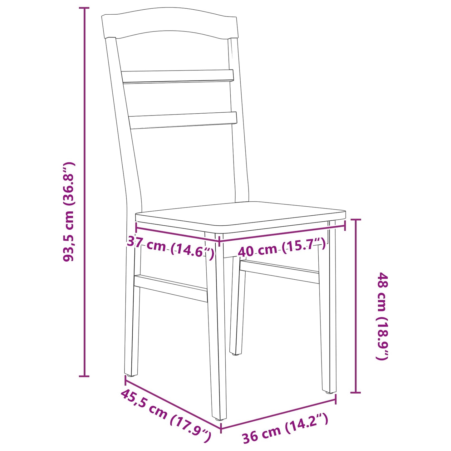 Sedia da pranzo 2 pz Legno di gomma solido Bianco