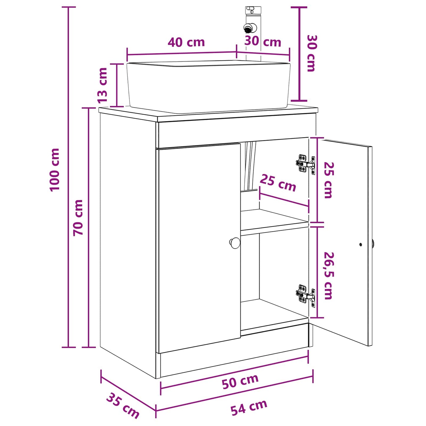Mobile da bagno con lavabo Bianco 54 x 35 x 83 cm | homemem39