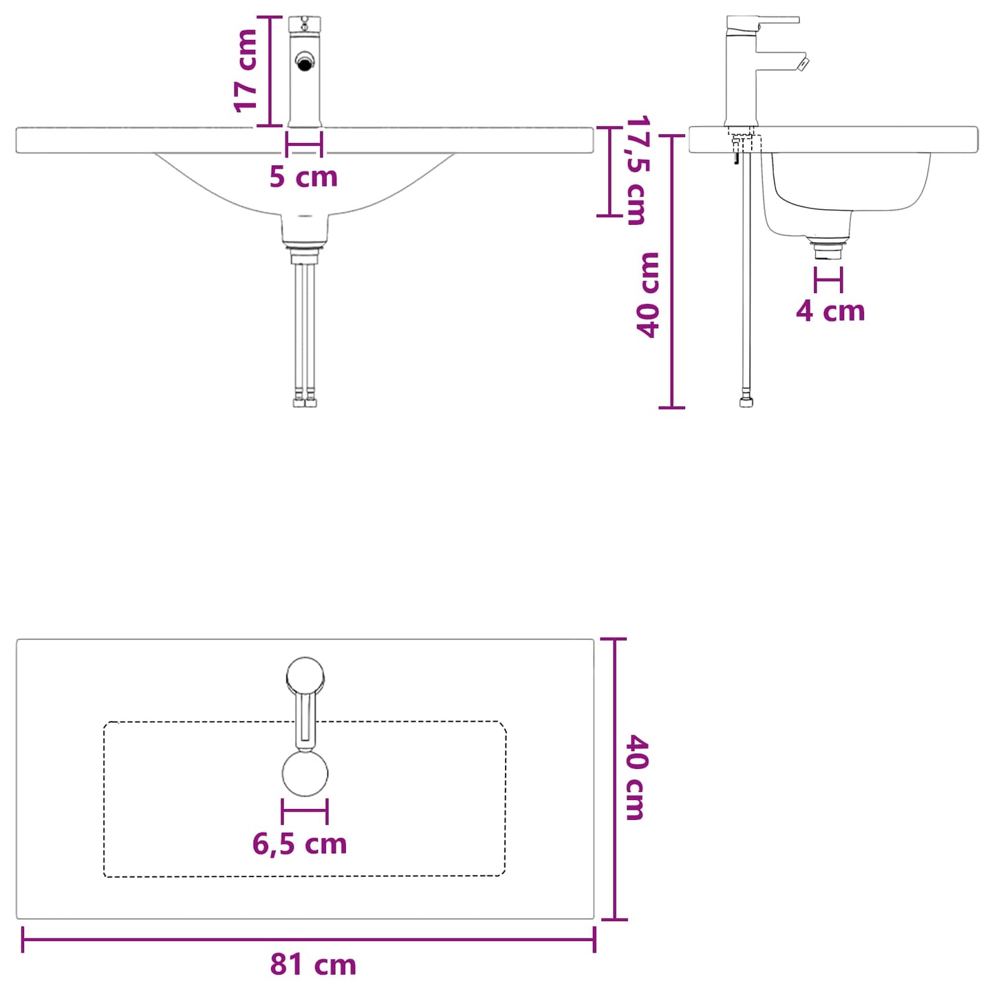 Lavabo da bagno Cromato 81 x 40 x 17,5 cm Metallo | homemem39