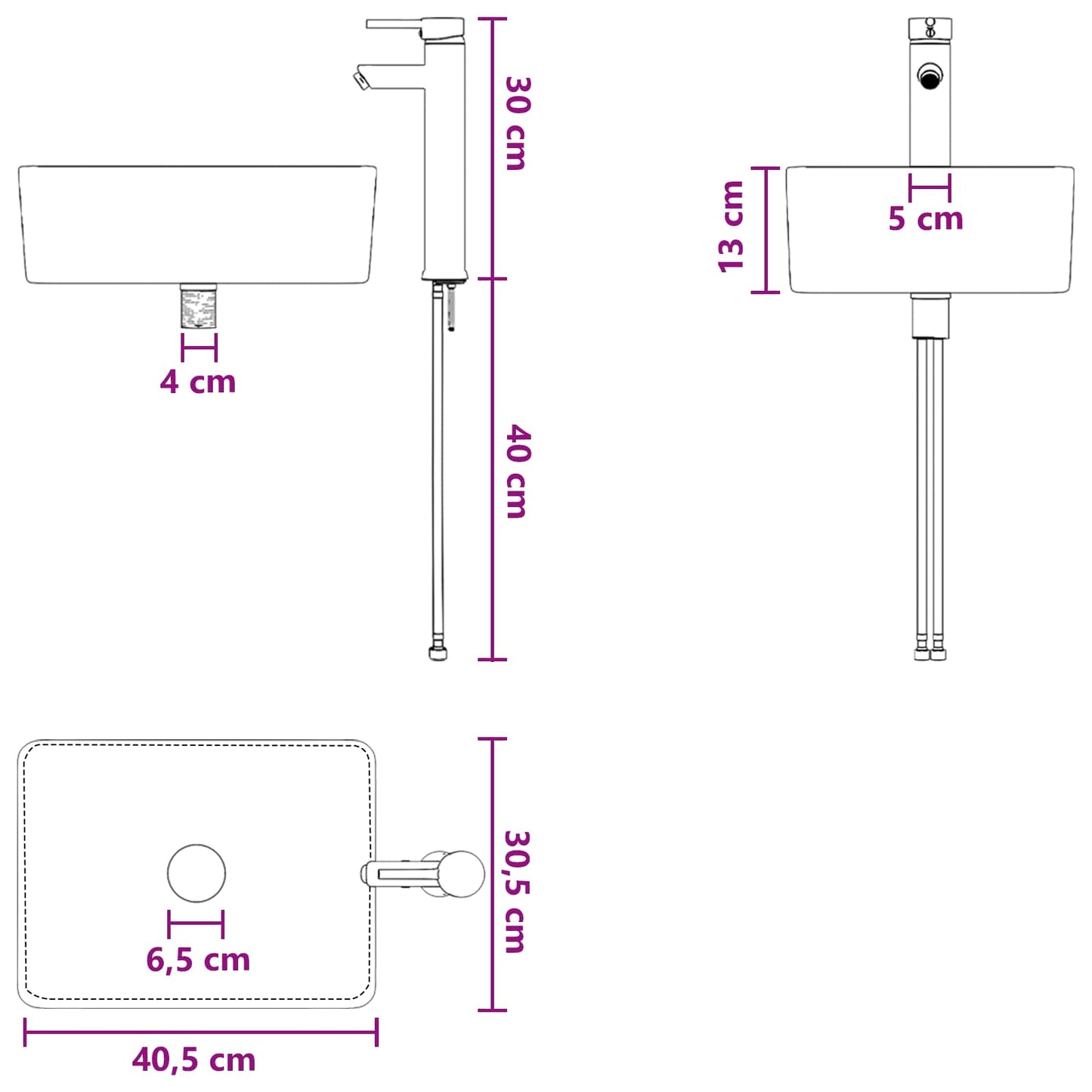 Lavabo da bagno Cromato 40,5 x 30,5 x 13 cm Metallo | homemem39