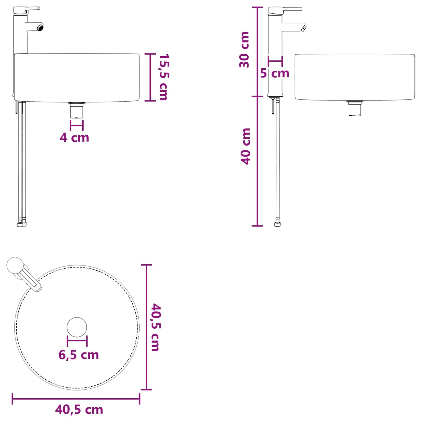 Mobile Lavabo da Parete Bianco 49,5 x 44,5 x 65,5 cm | homemem39
