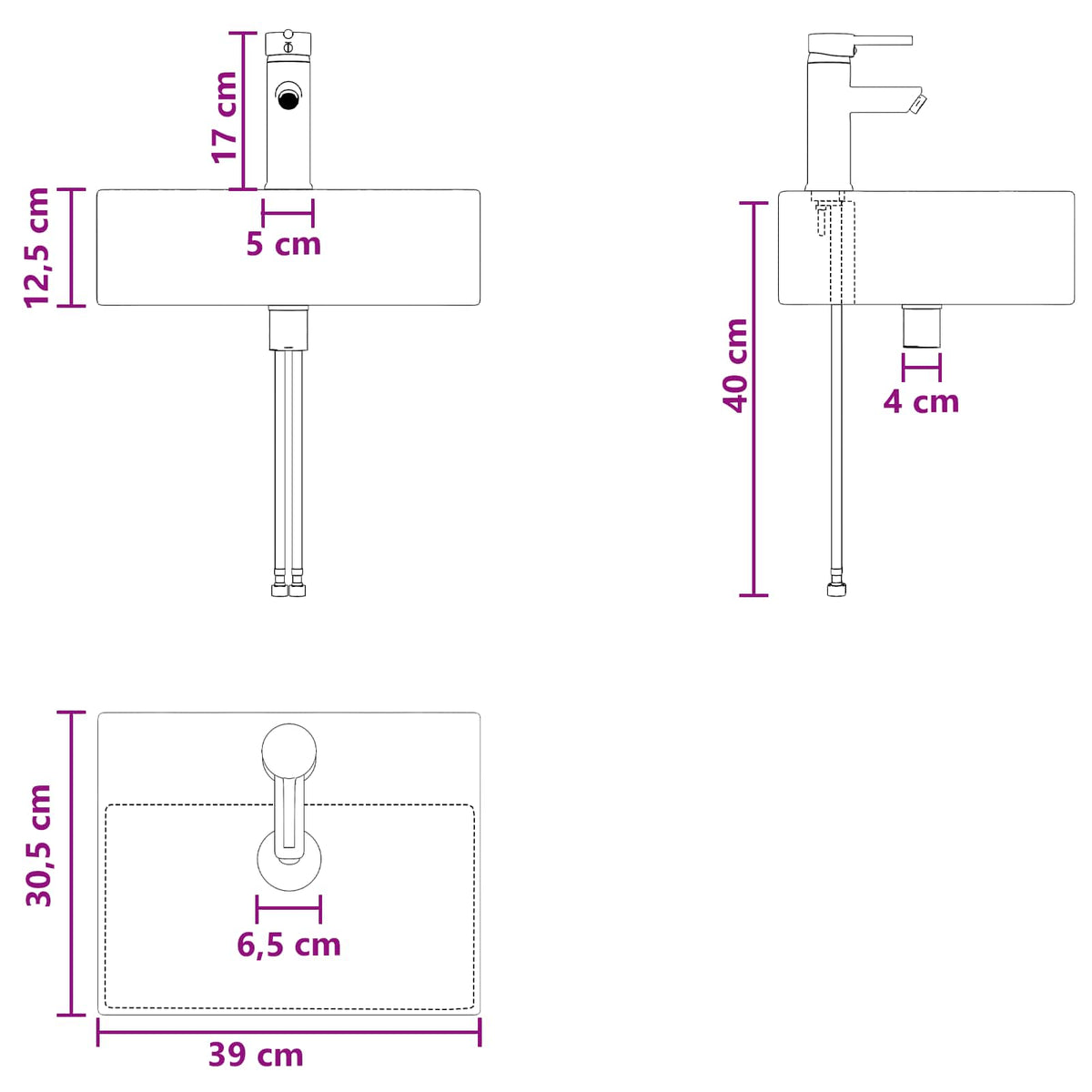 Mobile Lavabo da Parete Rovere Artigianale 49,5 x 41 x 62,5 cm | homemem39