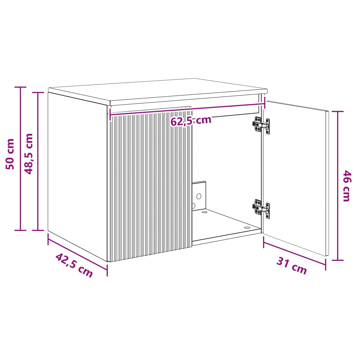 Mobiletto da Bagno a Muro Rovere Fumo 62,5 x 44,5 x 50 cm | homemem39