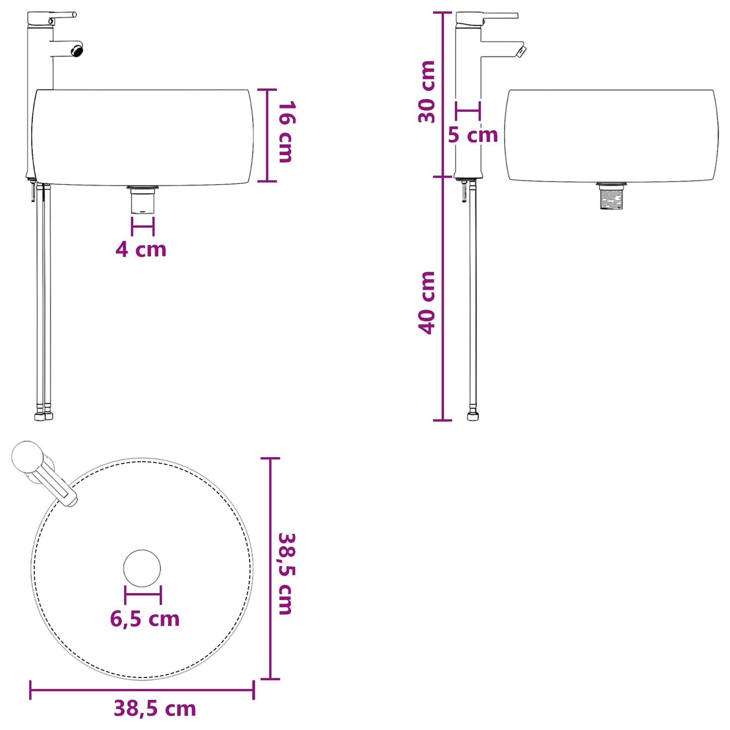 Mobile lavabo da parete Grigio Cemento 49 x 44,5 x 66 cm | homemem39