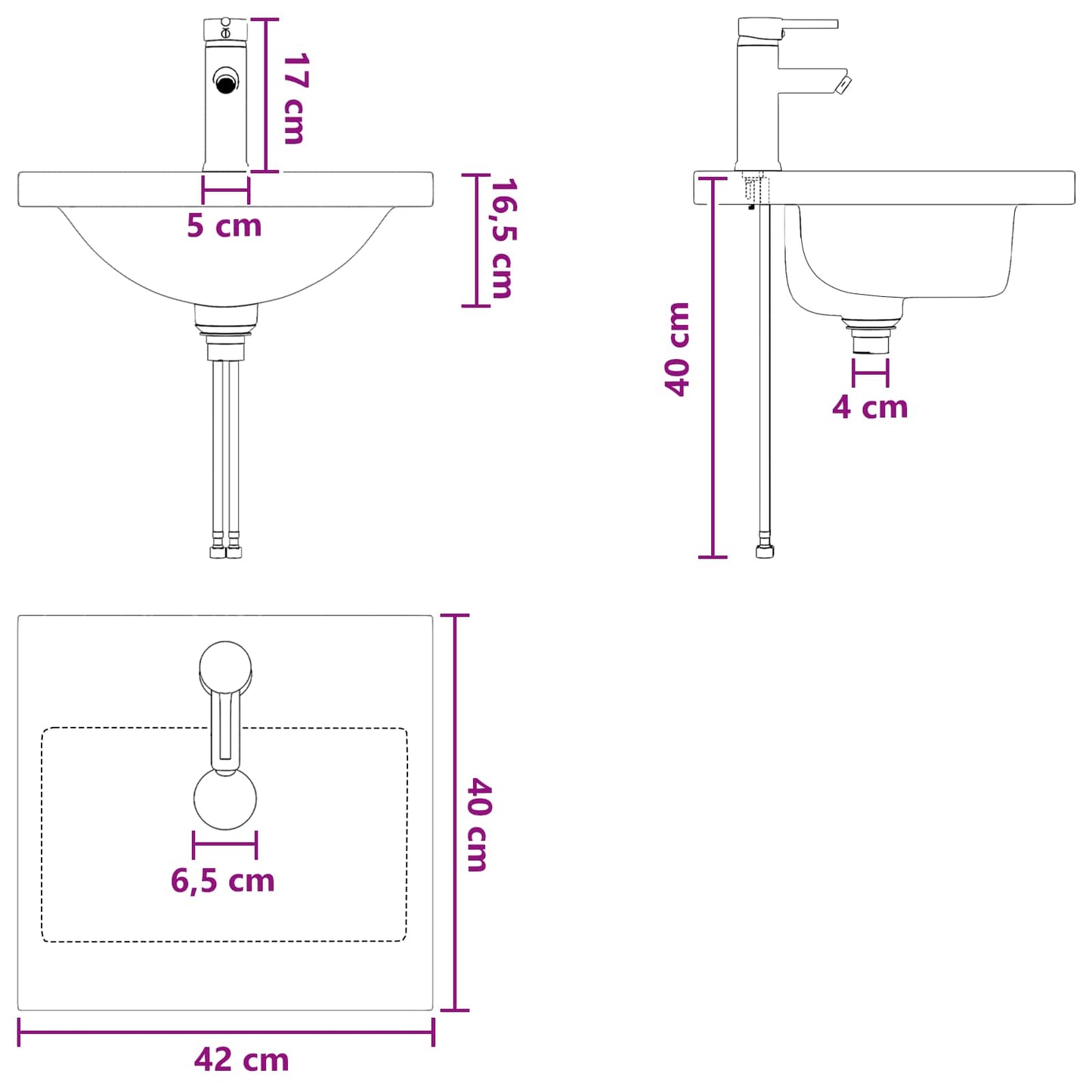 Mobile da bagno con lavabo Rovere Nero 42 x 40 x 84,5 cm | homemem39