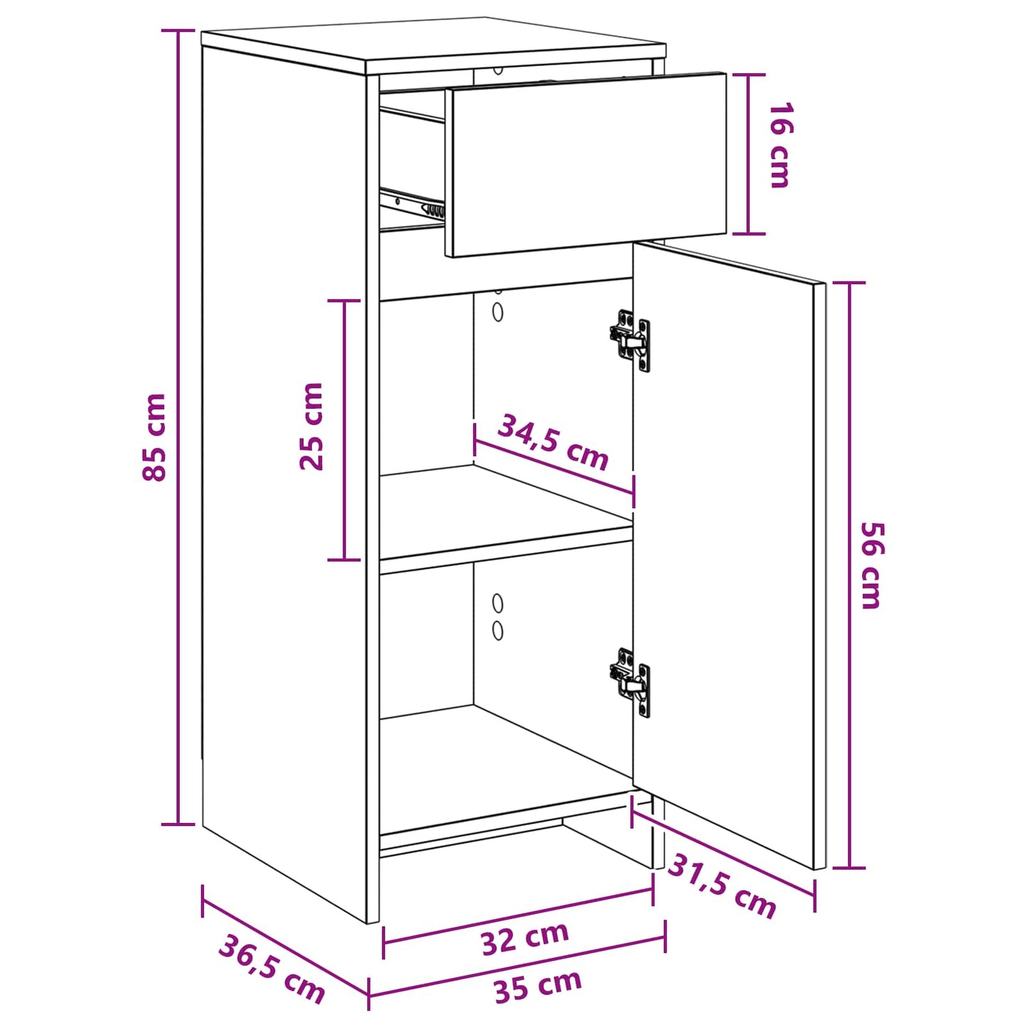Mobile da Bagno Rovere Artigianale 35 x 36,5 x 85 cm | homemem39