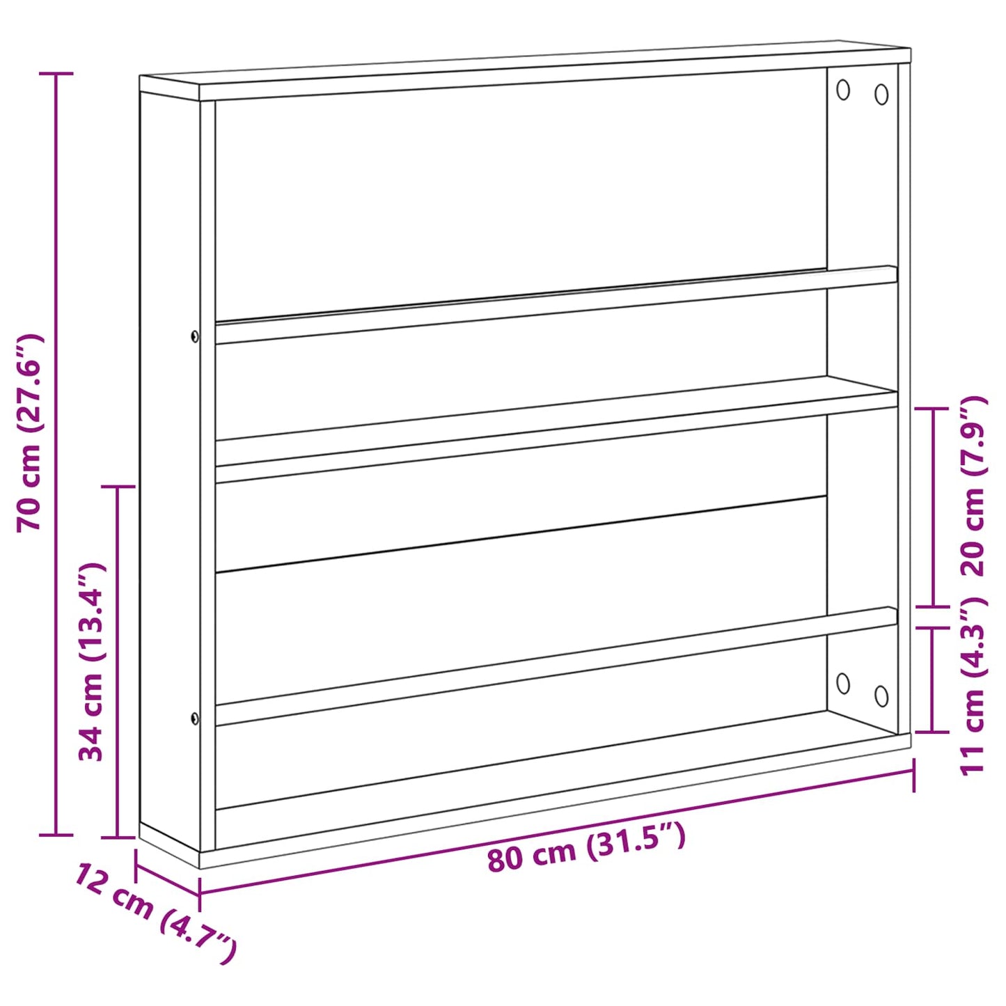 Scaffale per riviste 2 pcs Grigio Sonoma 80 x 12 x 70 cm | homemem39