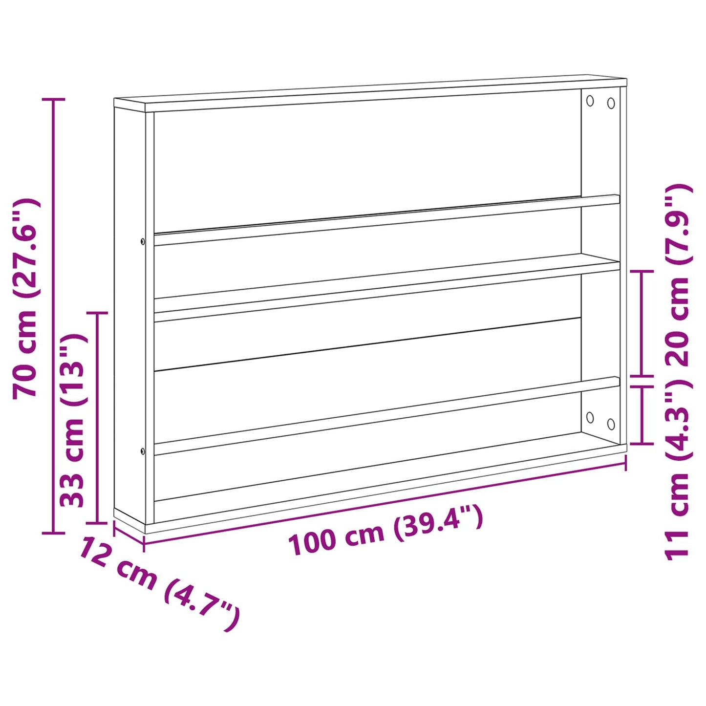 Scaffale per riviste Legno vecchio 100 x 12 x 70 cm | homemem39