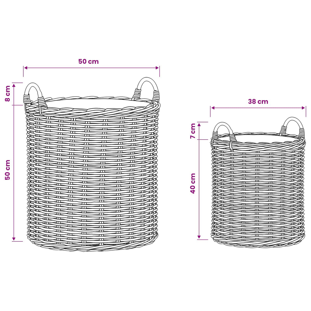Cestino per piante GENDT 2 pz Marrone Naturale Rattan Kubu