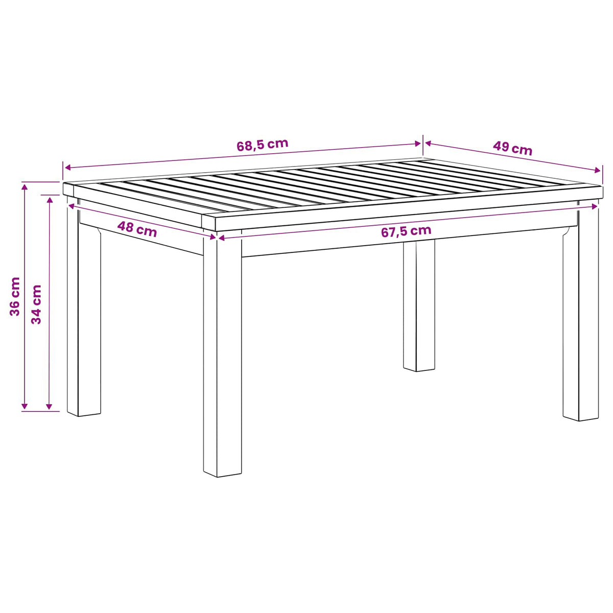 Tavolino da salotto Bianco 49 x 68,5 x 36 cm