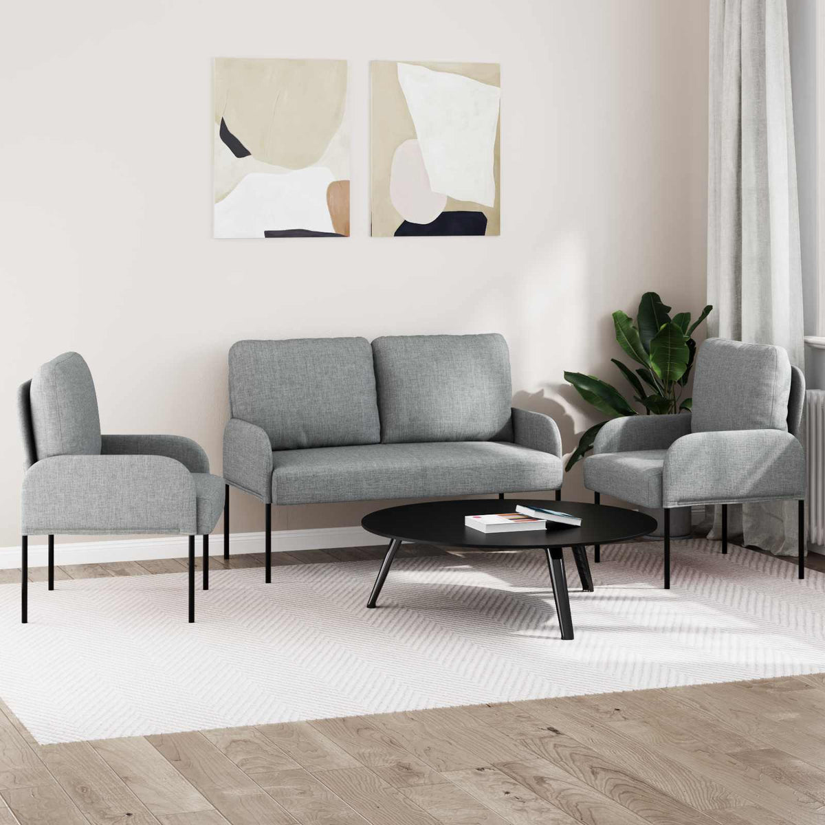 Set divani 3 pz Grigio chiaro Legno compensato - homemem39
