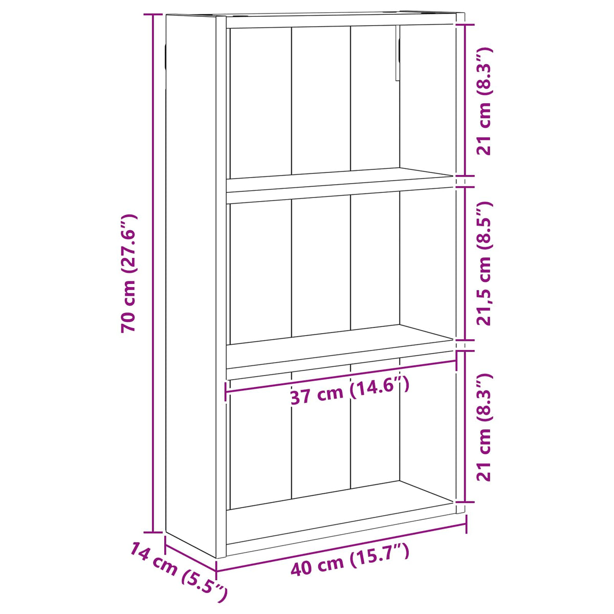Armadio da bagno a muro Bianco 40 x 14 x 70 cm | homemem39