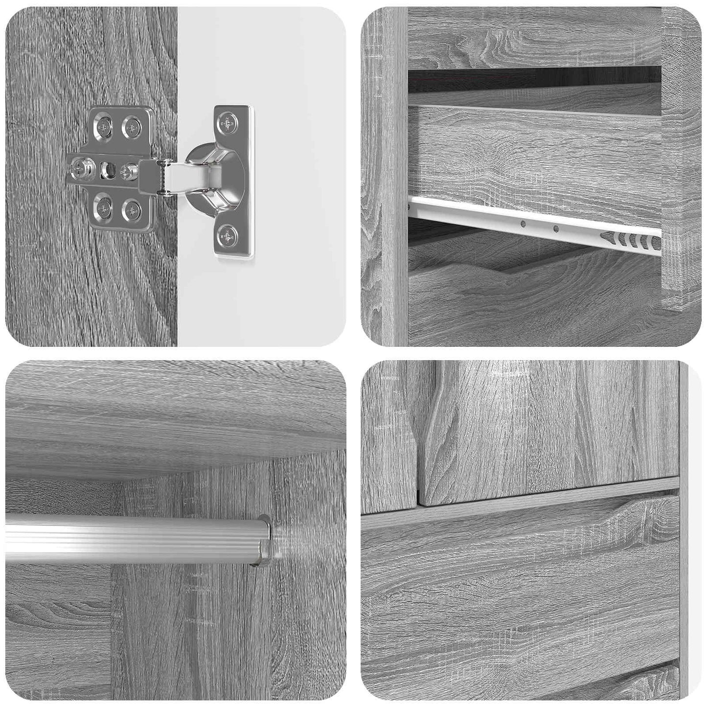 Guardaroba con cassetto Sonoma grigia 79,5 x 49 x 156 cm | homemem39