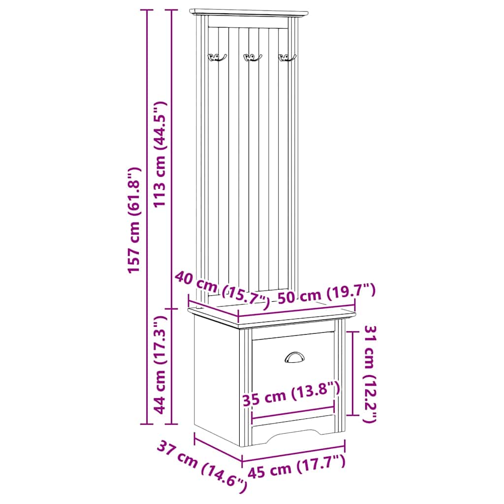 Armadio per corridoio BODO Marrone miele 50 x 40 x 156,7 cm