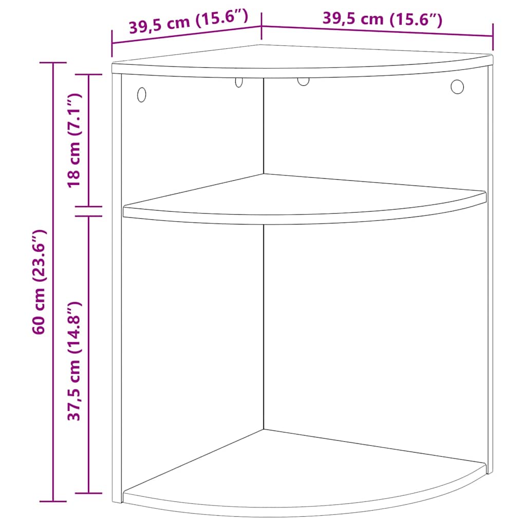 Tavolino Rovere fumé 39,7 x 39,7 x 60 cm Legno multistrato