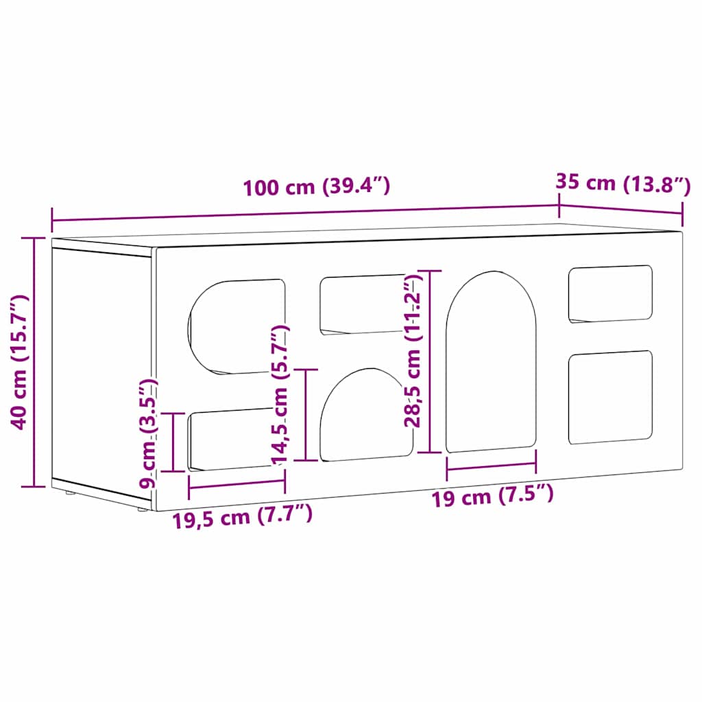 Mobile TV Rovere fumé 100 x 35 x 40 cm Legno multistrato