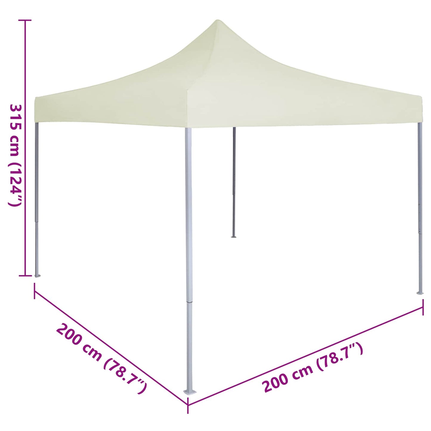 Tenda Party 200 x 200 x 315 cm Crema Tessuto Oxford - homemem39