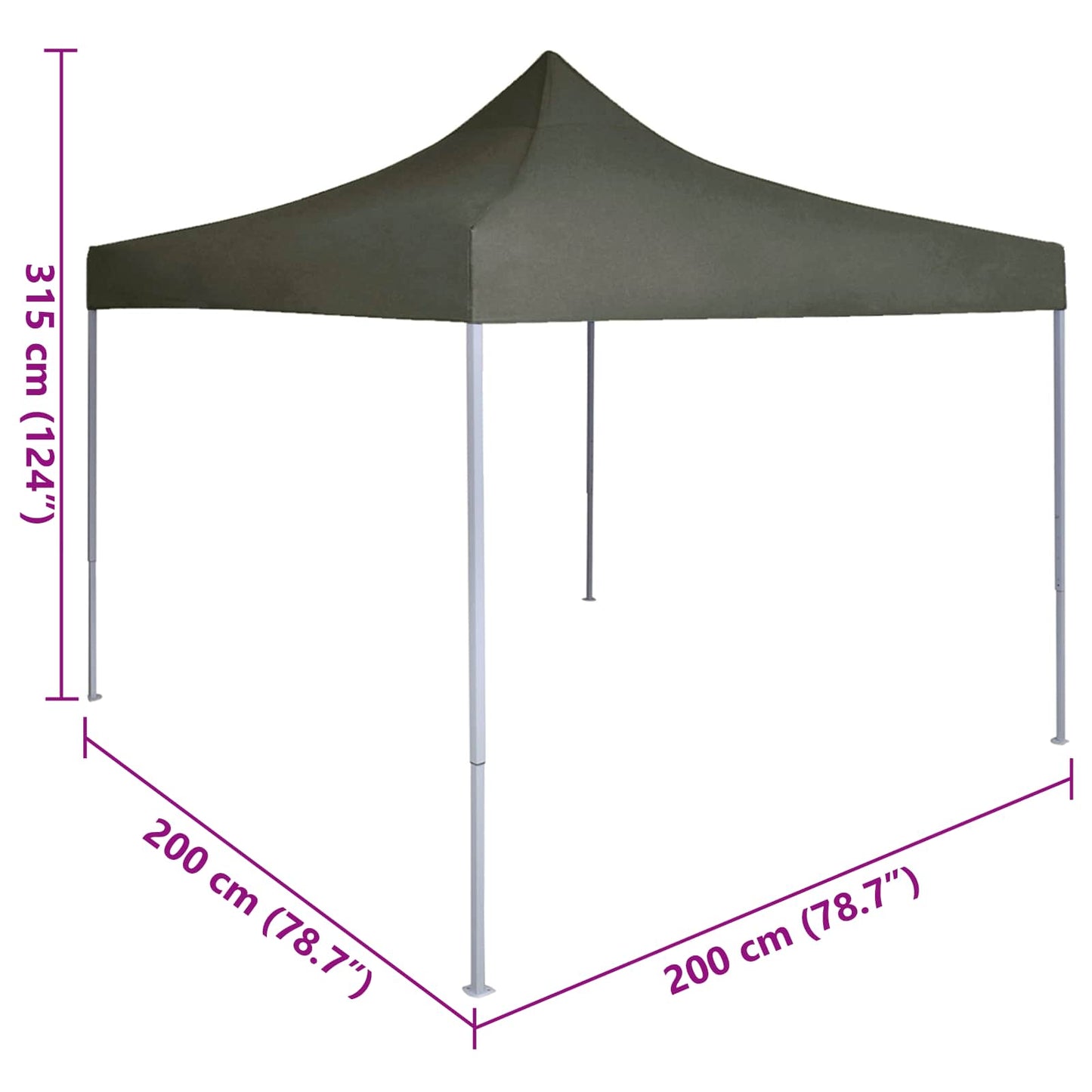 Tenda Party 200 x 200 x 315 cm Antracite Tessuto Oxford - homemem39