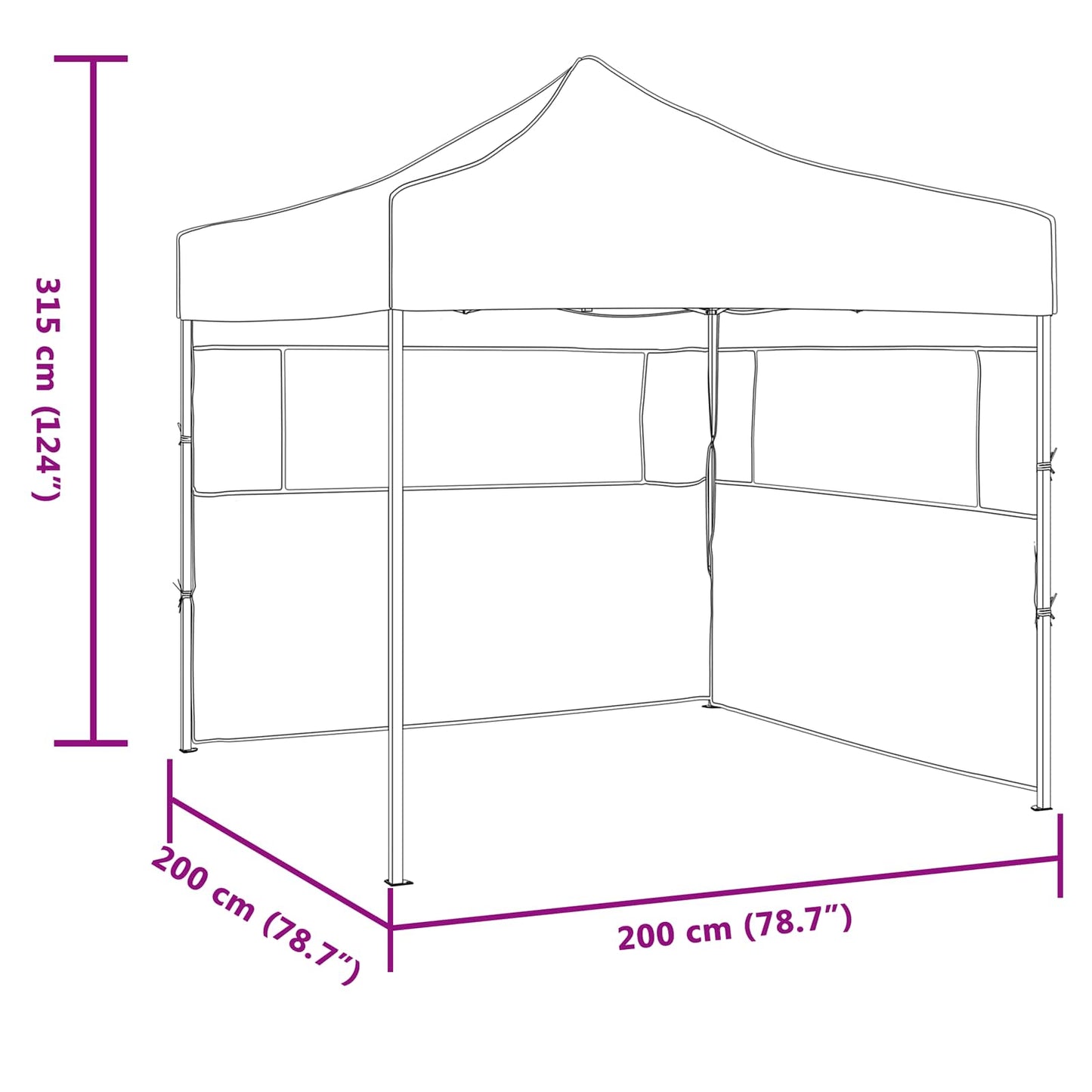 Tenda Party 200 x 200 x 315 cm Antracite Tessuto Oxford - homemem39