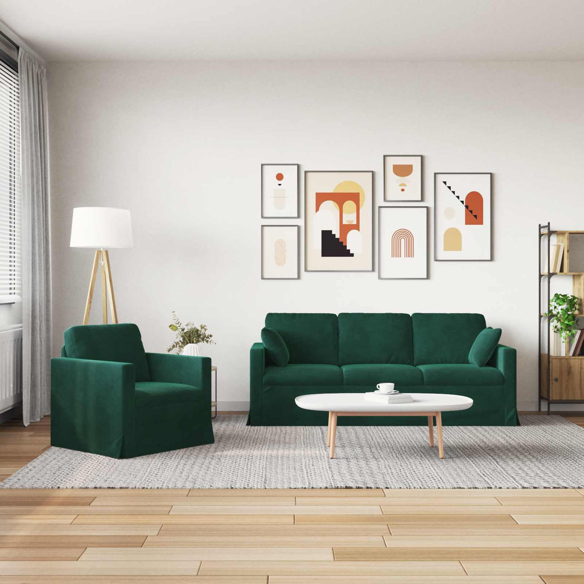 Set di divani 2 pz Verde Scuro Velluto - homemem39