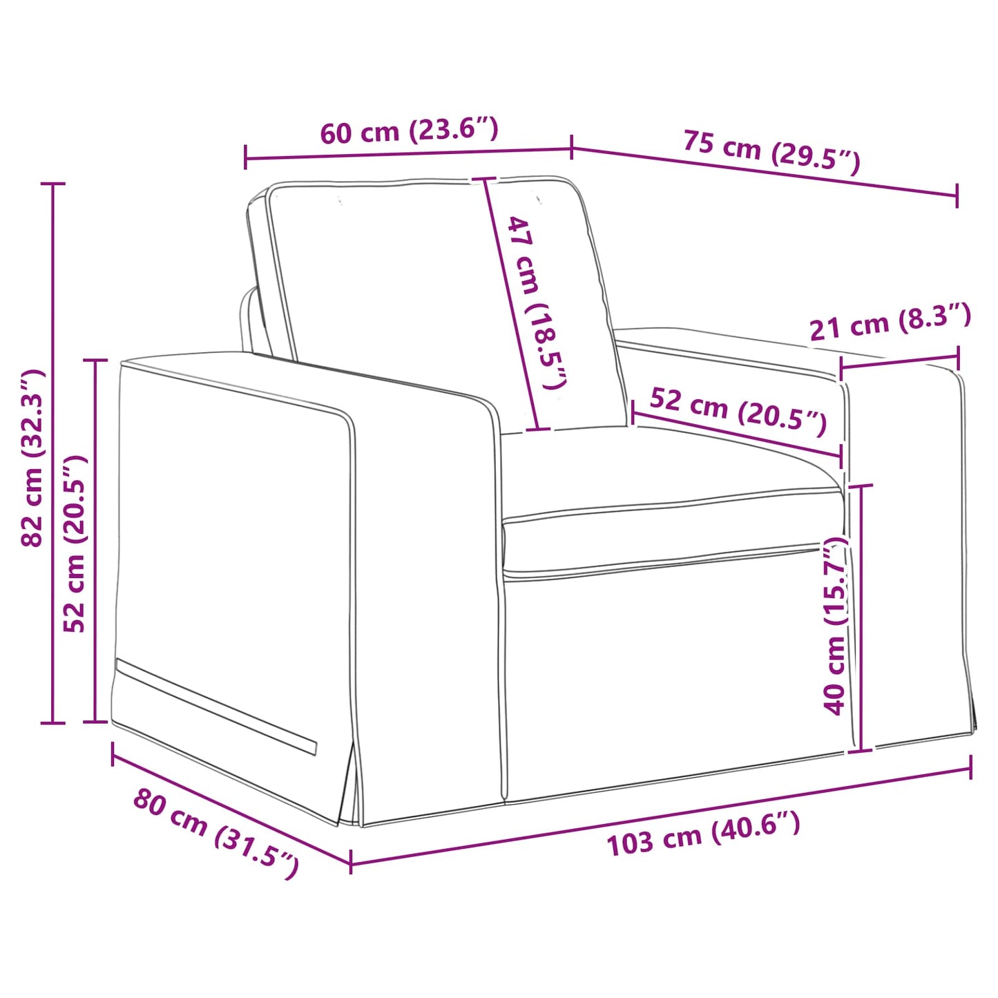Divano Blu 103 x 80 x 82 cm Tessuto