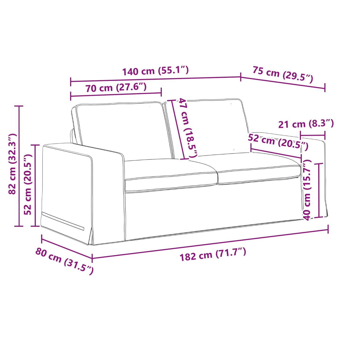 Divano Blu 182 x 80 x 82 cm Tessuto | homemem39