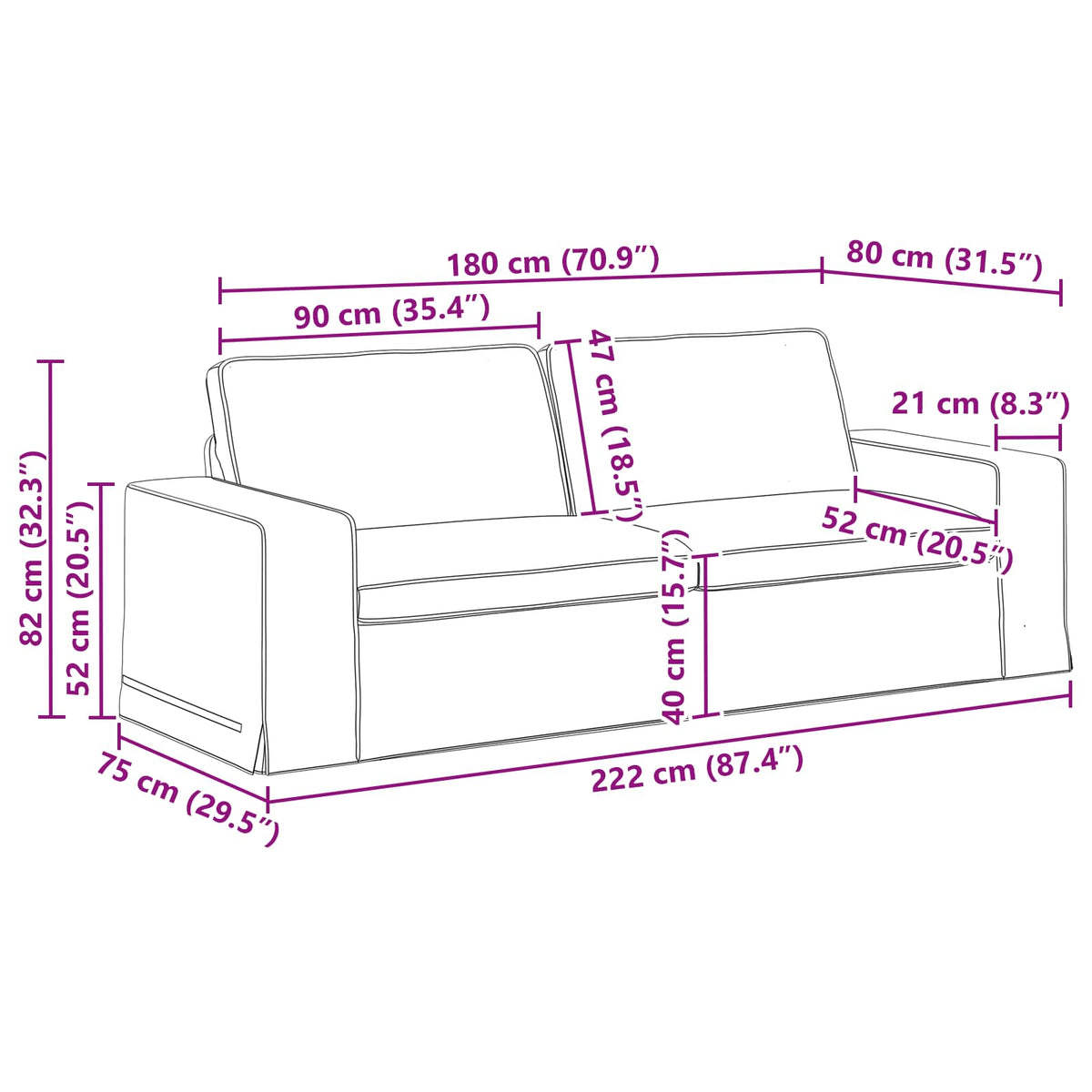 Divano Talpa 222 x 80 x 82 cm Tessuto - homemem39