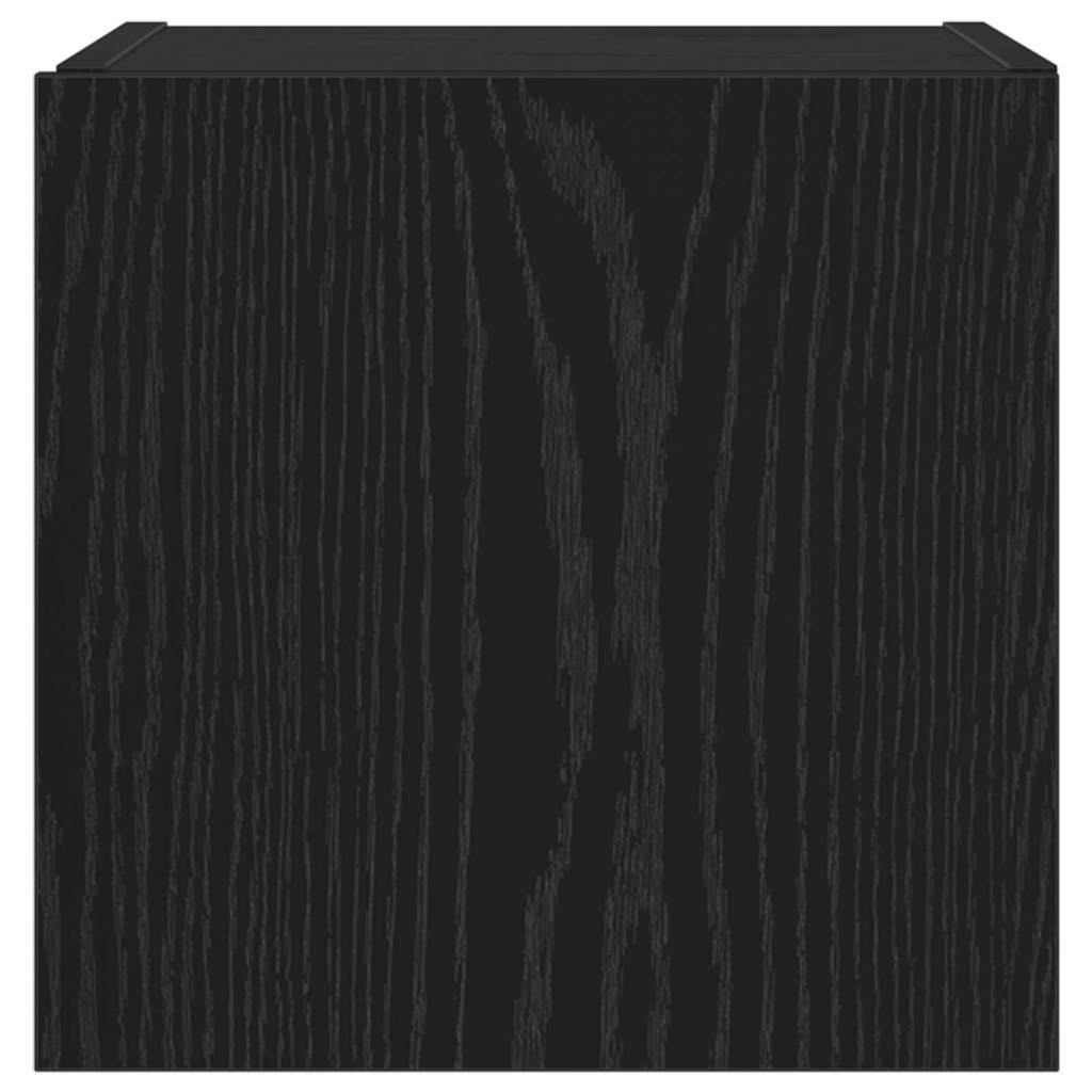 Mobile TV da parete con LED Rovere Nero 30,5 x 35 x 30 cm | homemem39