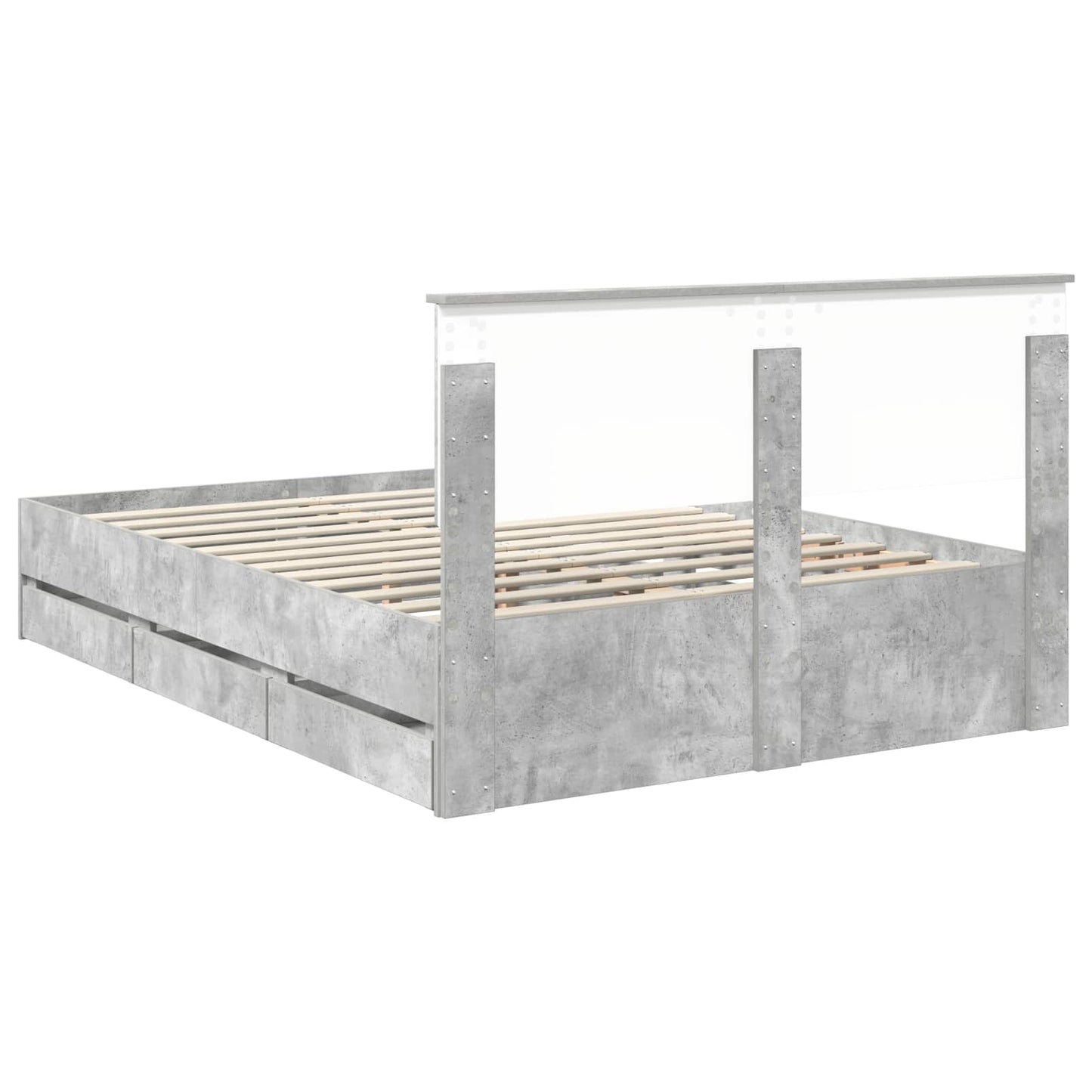 Struttura del letto con cassetto Grigio cemento 150 x 200 cm | homemem39