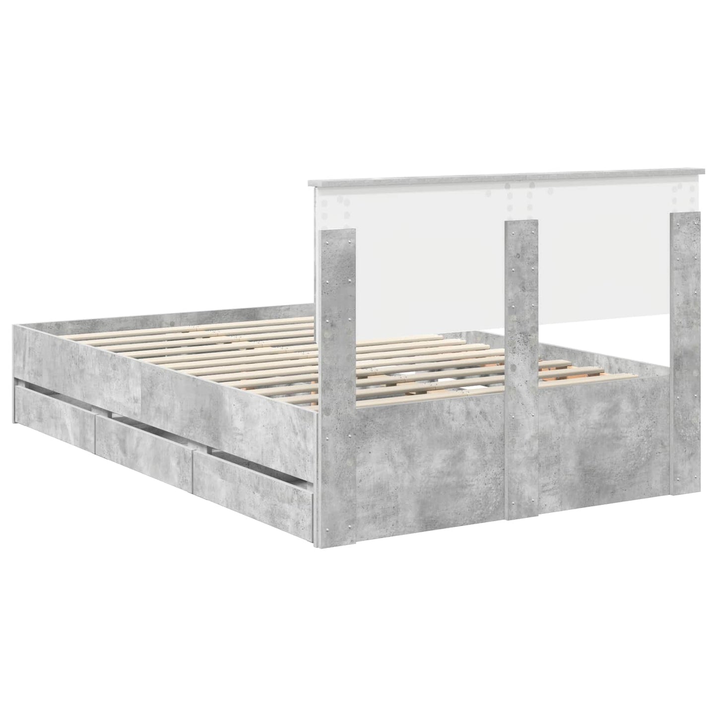 Struttura del letto con cassetto Grigio cemento 135 x 190 cm | homemem39