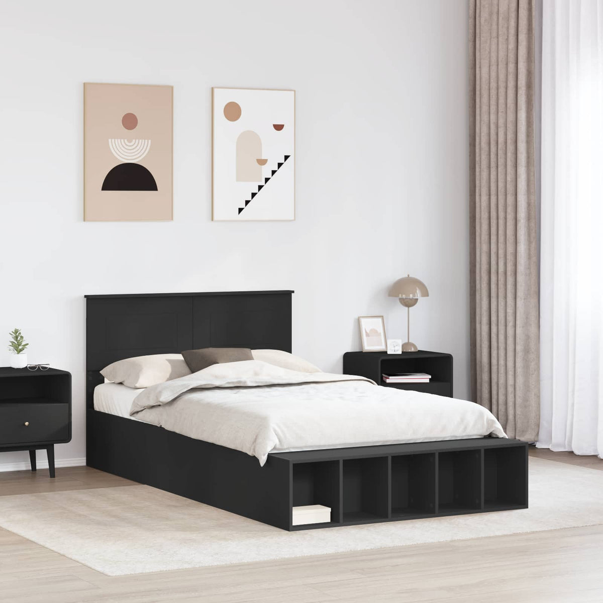 Struttura del letto Nero 120 x 190 cm Legno multistrato | homemem39