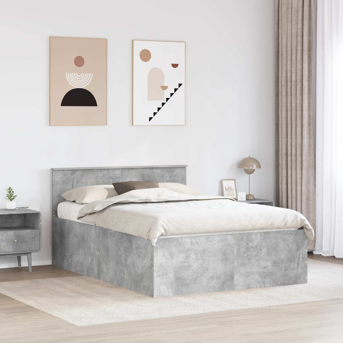 Struttura del letto con testiera Grigio cemento 150 x 200 cm - homemem39