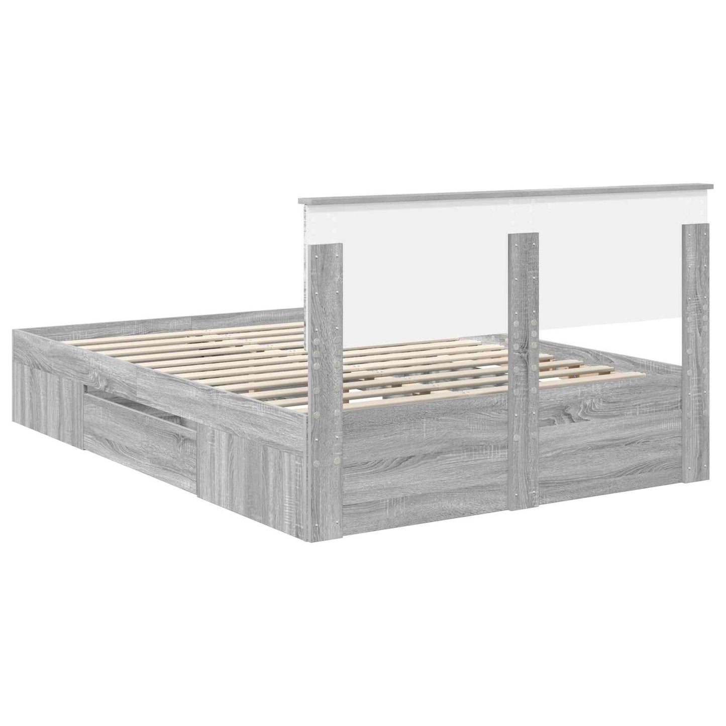 Struttura del letto con testiera Grigio Sonoma 150 x 200 cm | homemem39