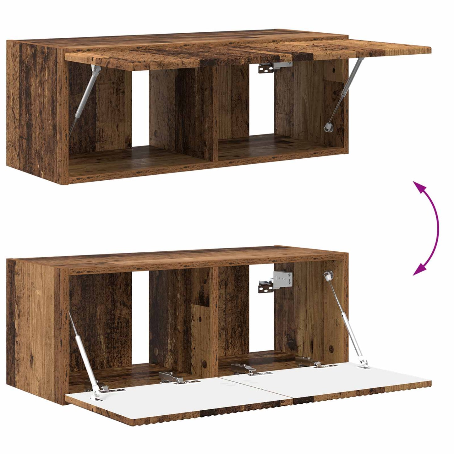 Set di Mobiletto da TV a Parete 4 pz Legno vecchio