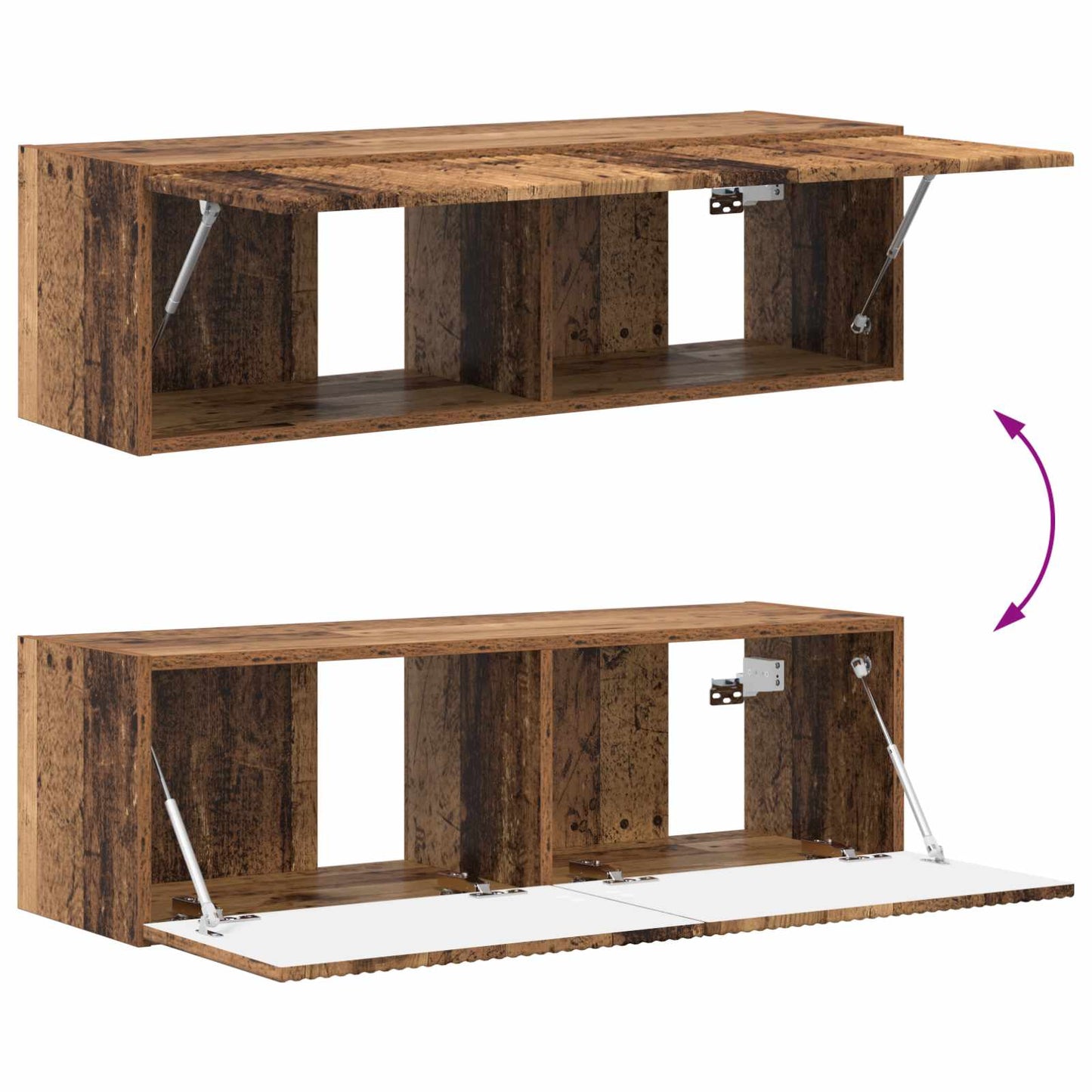 Set di Mobiletto da TV a Parete 4 pz Legno vecchio