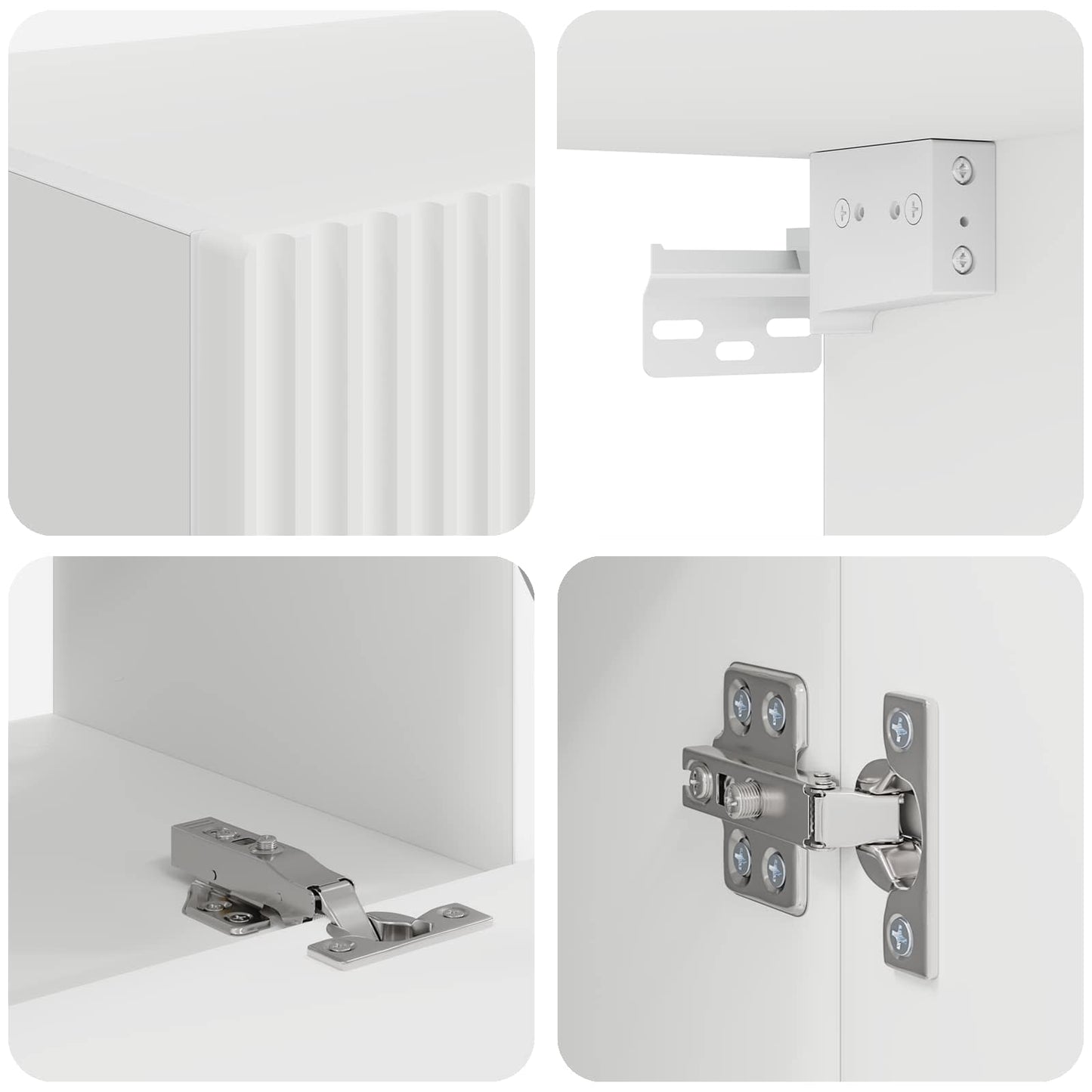 Set di Mobiletto da TV a Parete 4 pz Bianco