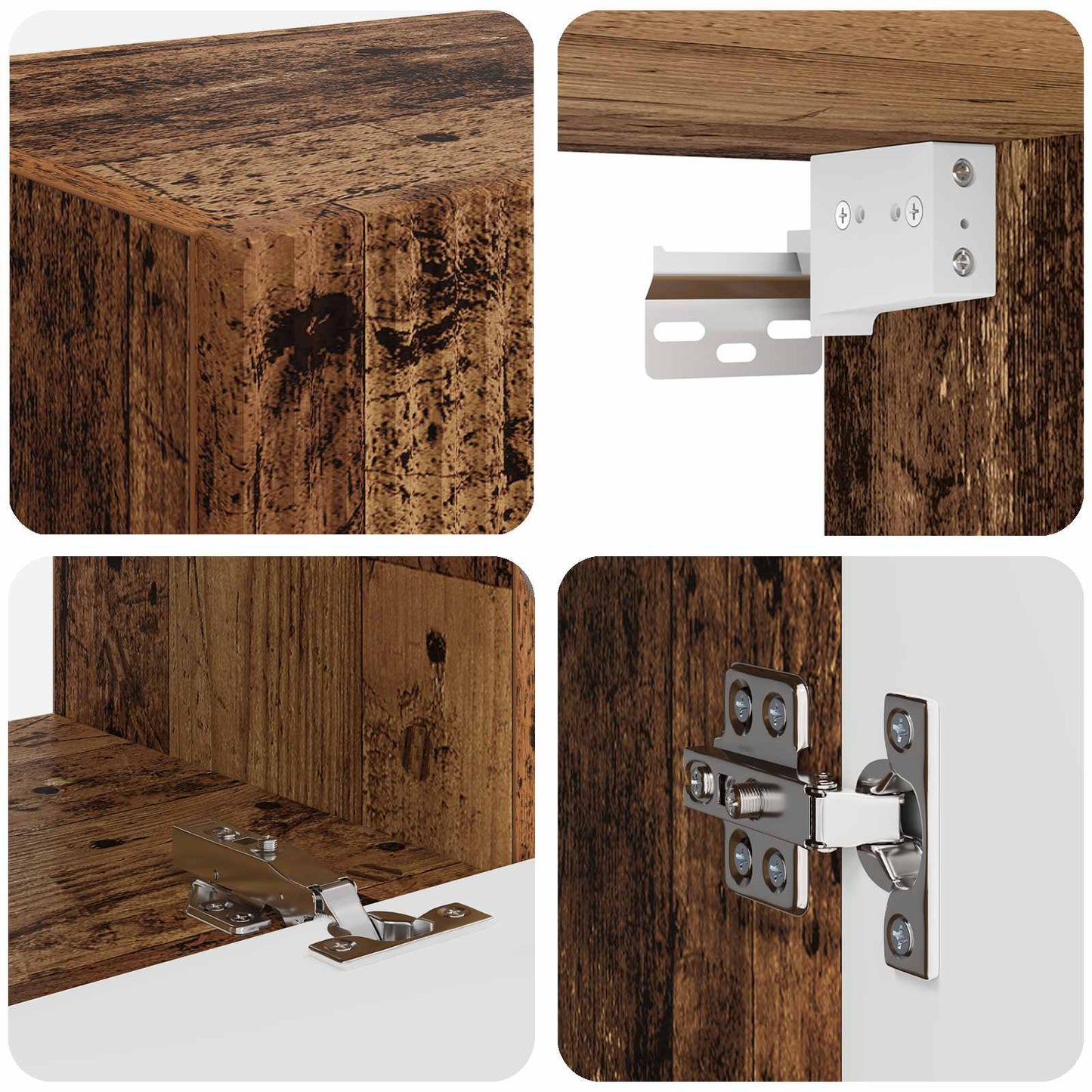 Set di Mobiletto da TV a Parete 4 pcs Legno vecchio