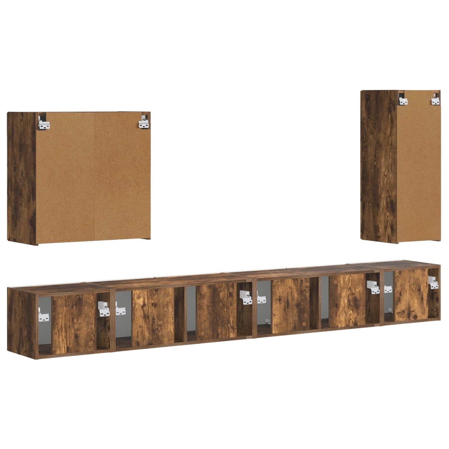 Set di Mobiletto da TV a Parete 6 pz Rovere fumé