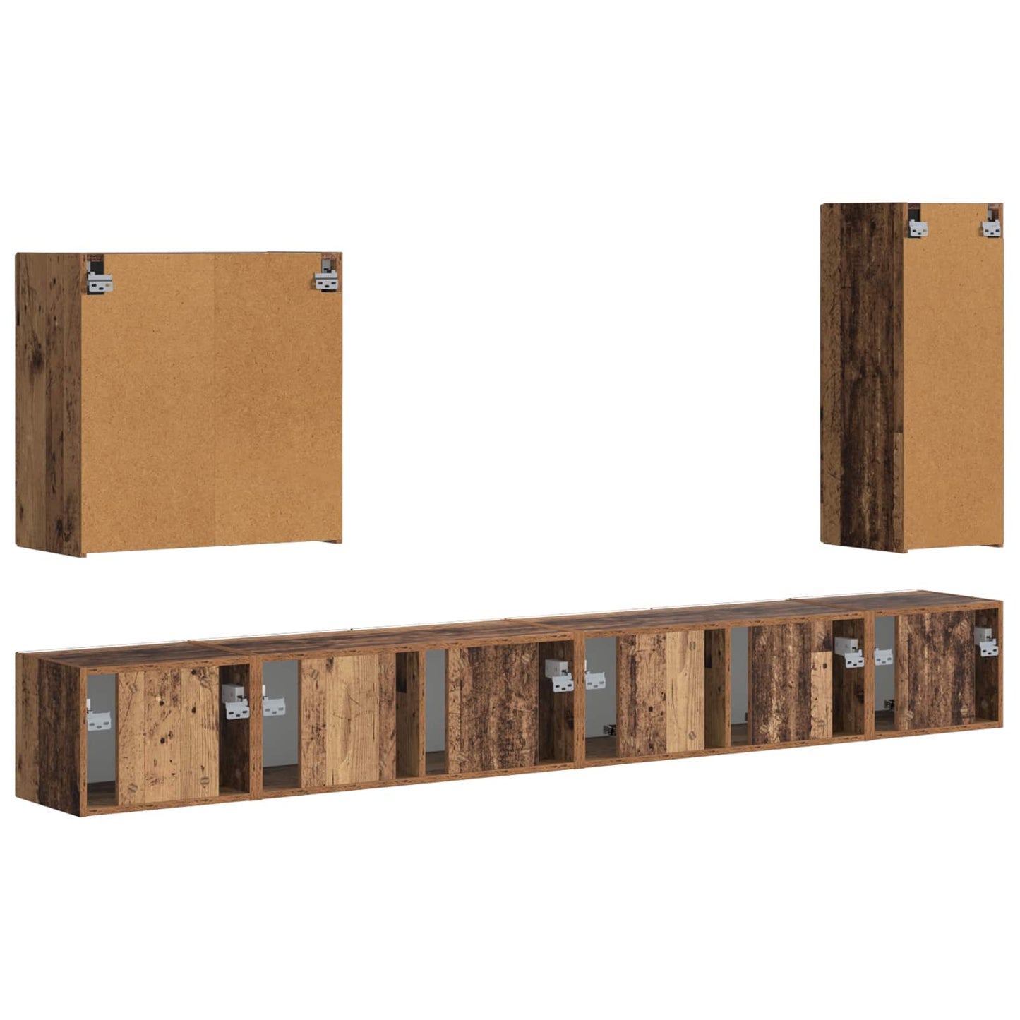 Set di Mobiletto da TV a Parete 6 pz Legno vecchio