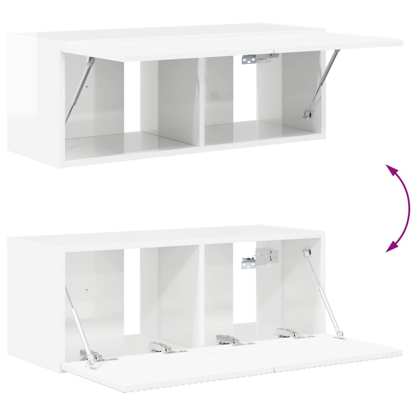 Set mobile TV 2 pz Bianco Lucido Legno ingegnerizzato