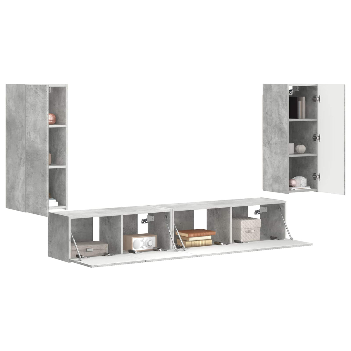 Set mobile TV 4 pz Grigio cemento Legno ingegnerizzato - homemem39