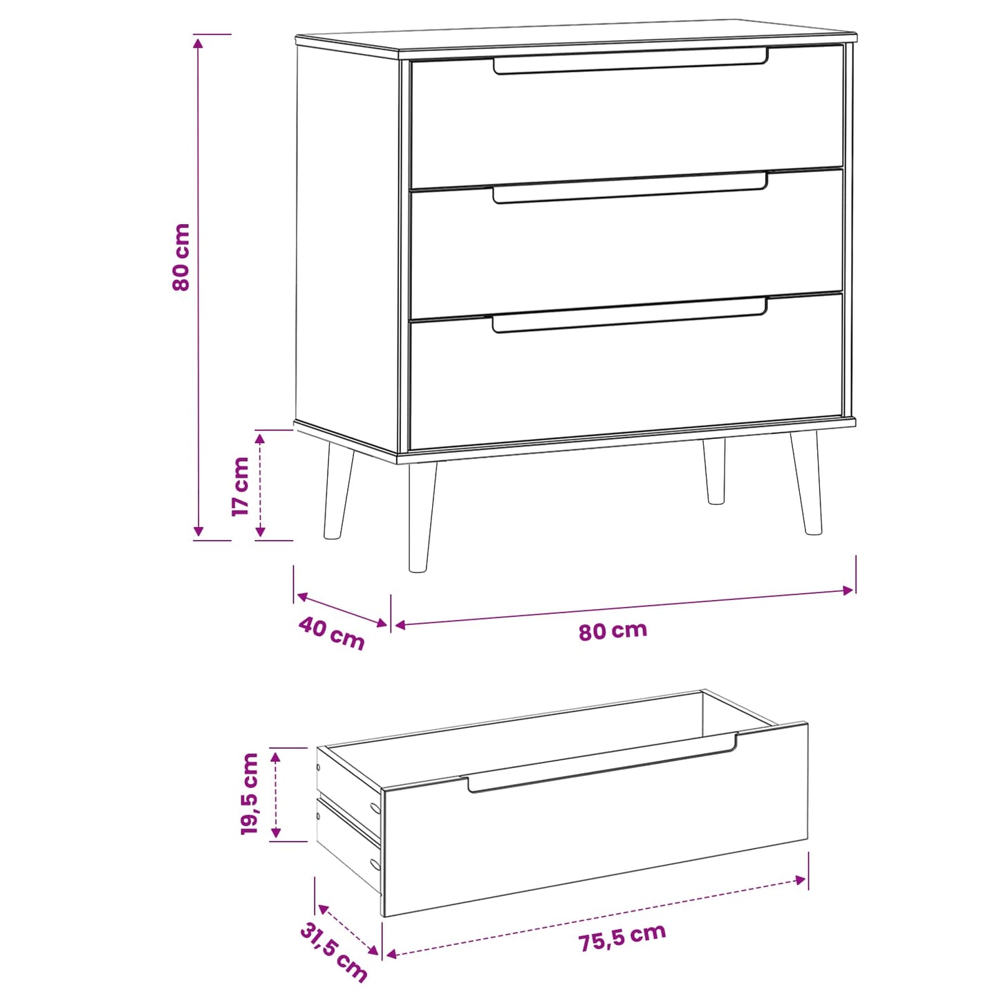 Cassettiera MOLDE Caramello 80 x 40 x 80 cm | homemem39