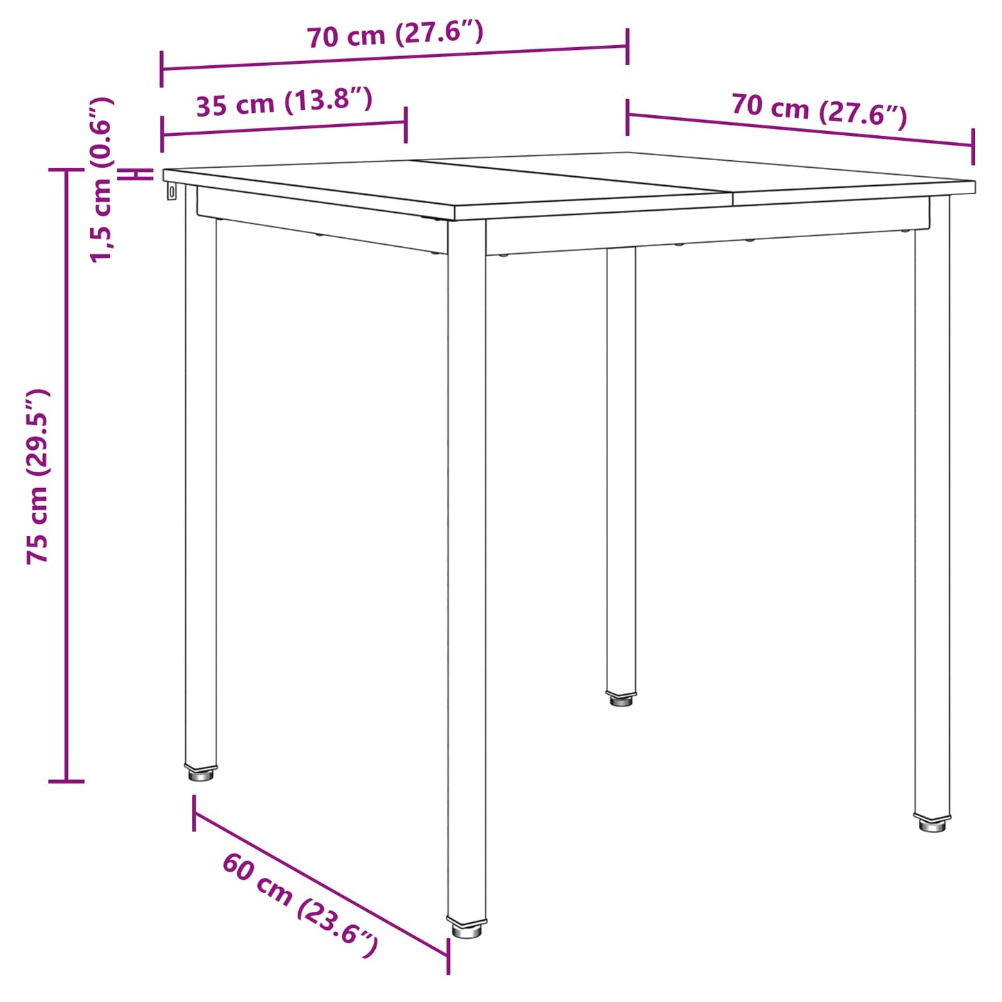 Tavoli da pranzo 70 x 70 x 75 cm METALLO | homemem39