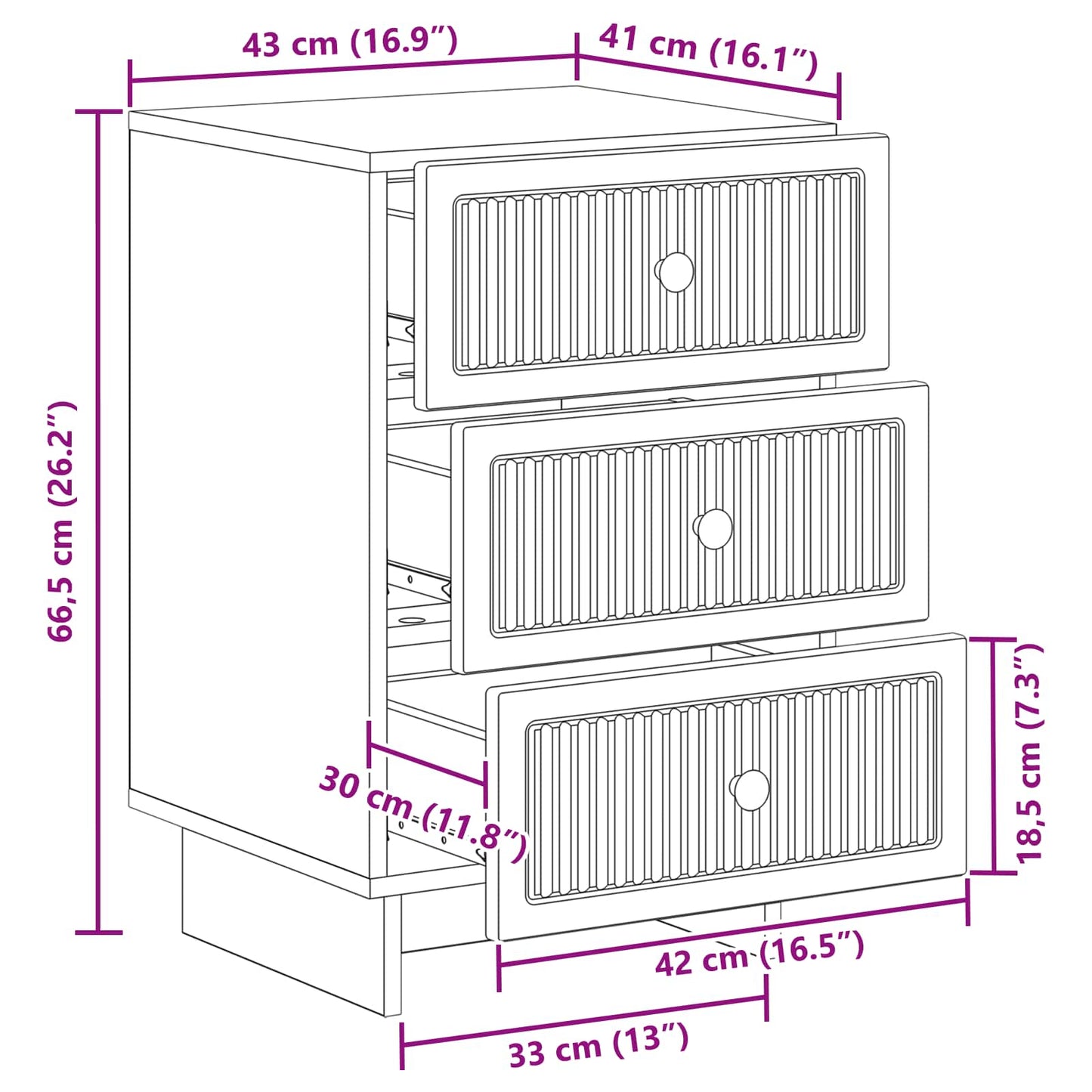 Armadio da Notte Bianco 43 x 41 x 66,5 cm Legno ingegnerizzato | homemem39