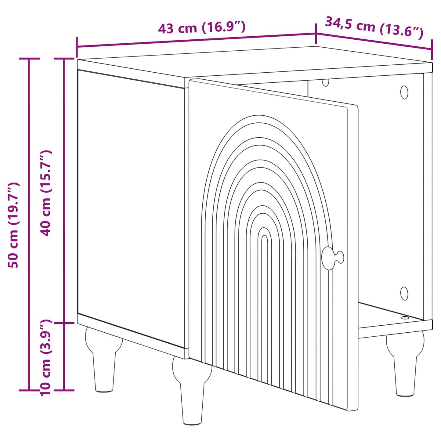 Armadio da Notte Bianco 43 x 34,5 x 50 cm Legno ingegnerizzato | homemem39