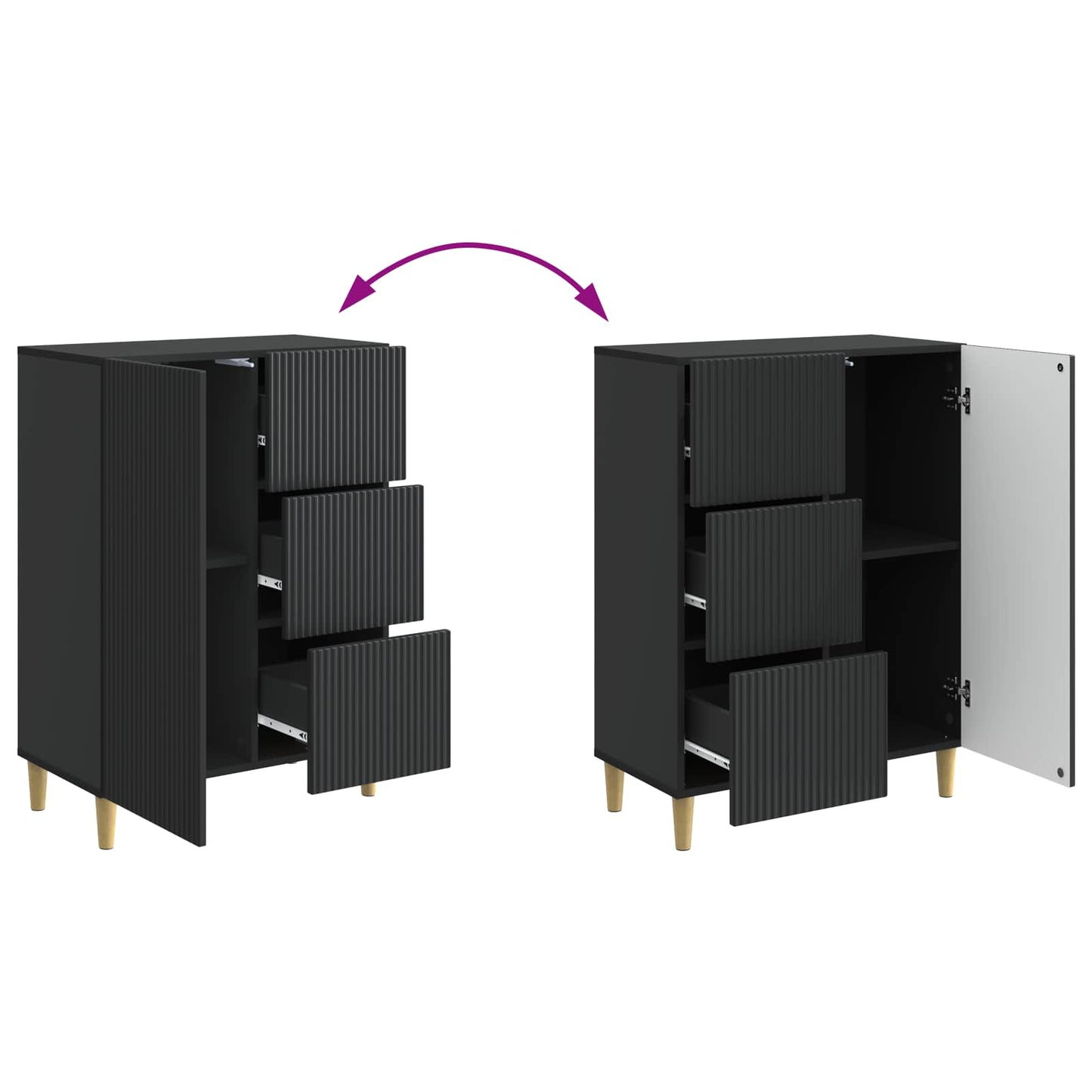 Credenza Nero 66 x 34,5 x 90 cm Legno ingegnerizzato